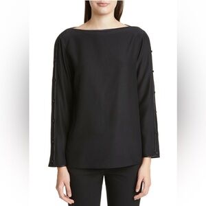 Lafayette 148 New york gergina Elegant Black Button-Sleeve Women's Top $418